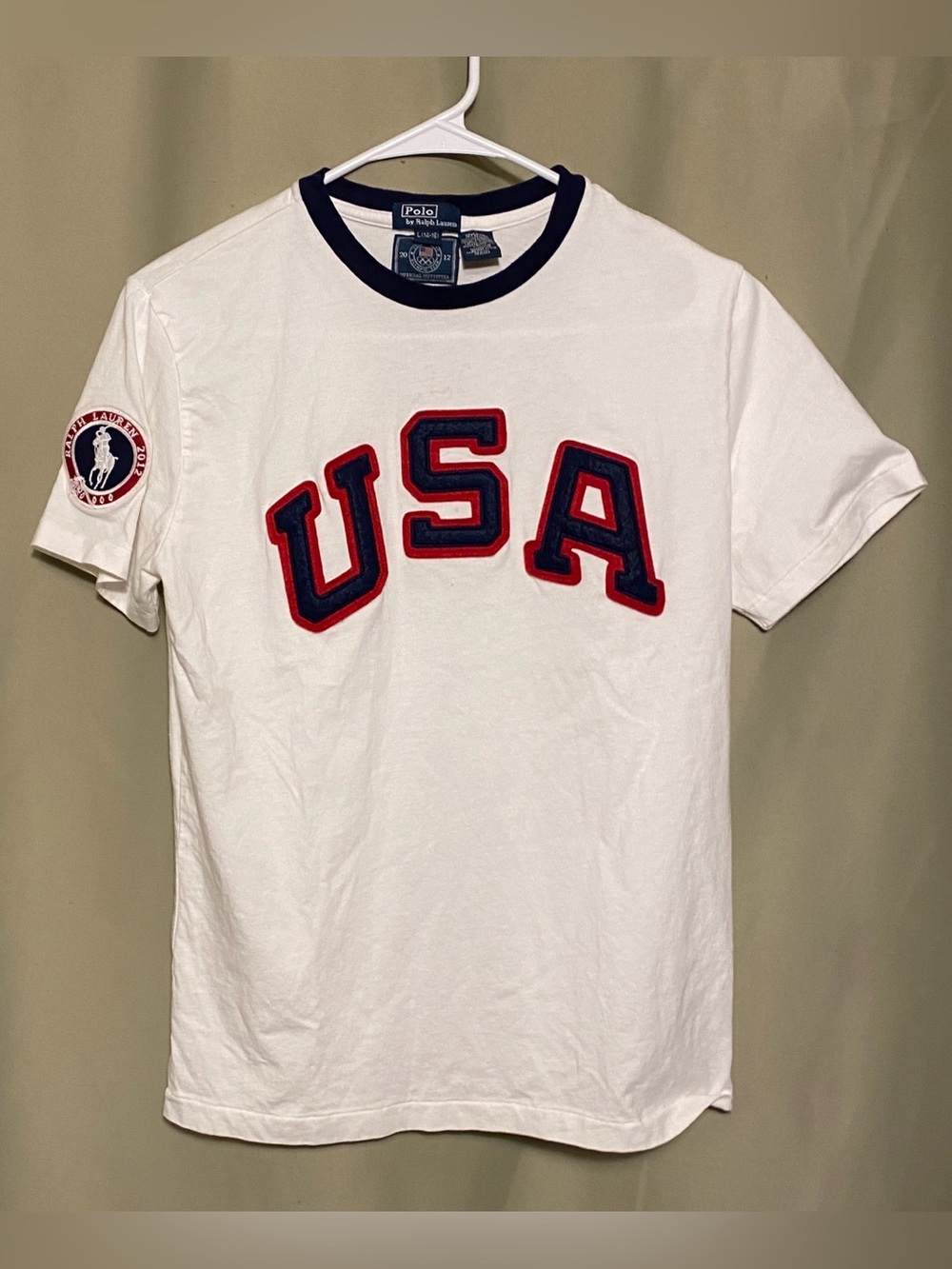Polo Ralph Lauren Youth Olympics USA 2012 Shirt White Short Sleeve  L 14/16